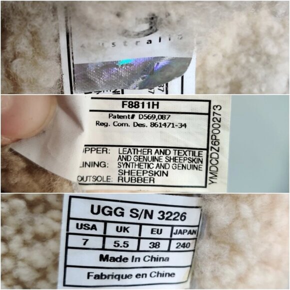 UGG Edmonton Tall Boots 3226 Green Plaid Brown Leather Sheepskin Shearling 7 - Picture 16 of 16